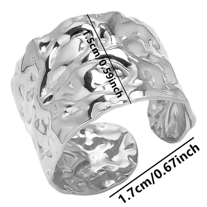 Stainless Steel Chunky Open Ring – Vintage Hollow Multi-Layer Design