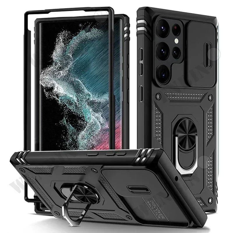 Case For Samsung S26 Ultra S25 S24 S23 Plus S25 FE A57 A56 A37 A36 A17 A16 5G Heavy Duty with Camera 360 Degree Kickstand Cover