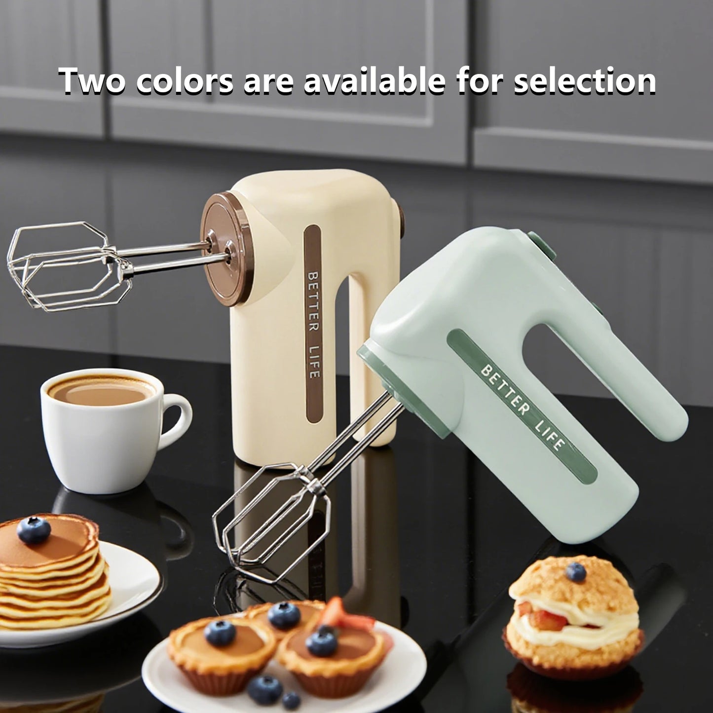ONEKA Cordless Electric Handheld Mixer 5 Speed With Two Detachable Whisks For Kitchen Baking Starter Kit Gift Idea