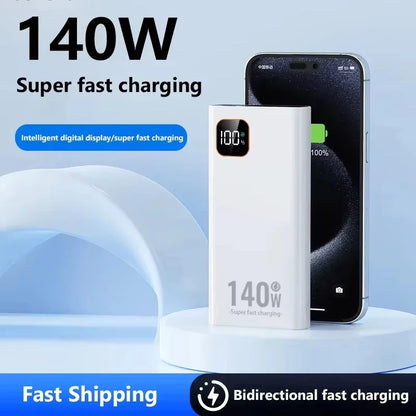 Lenovo 140W Super Fast Charging Ultra Capacity Portable Charger Power Bank 2027 500000mAh CCC For IPhone Samsung