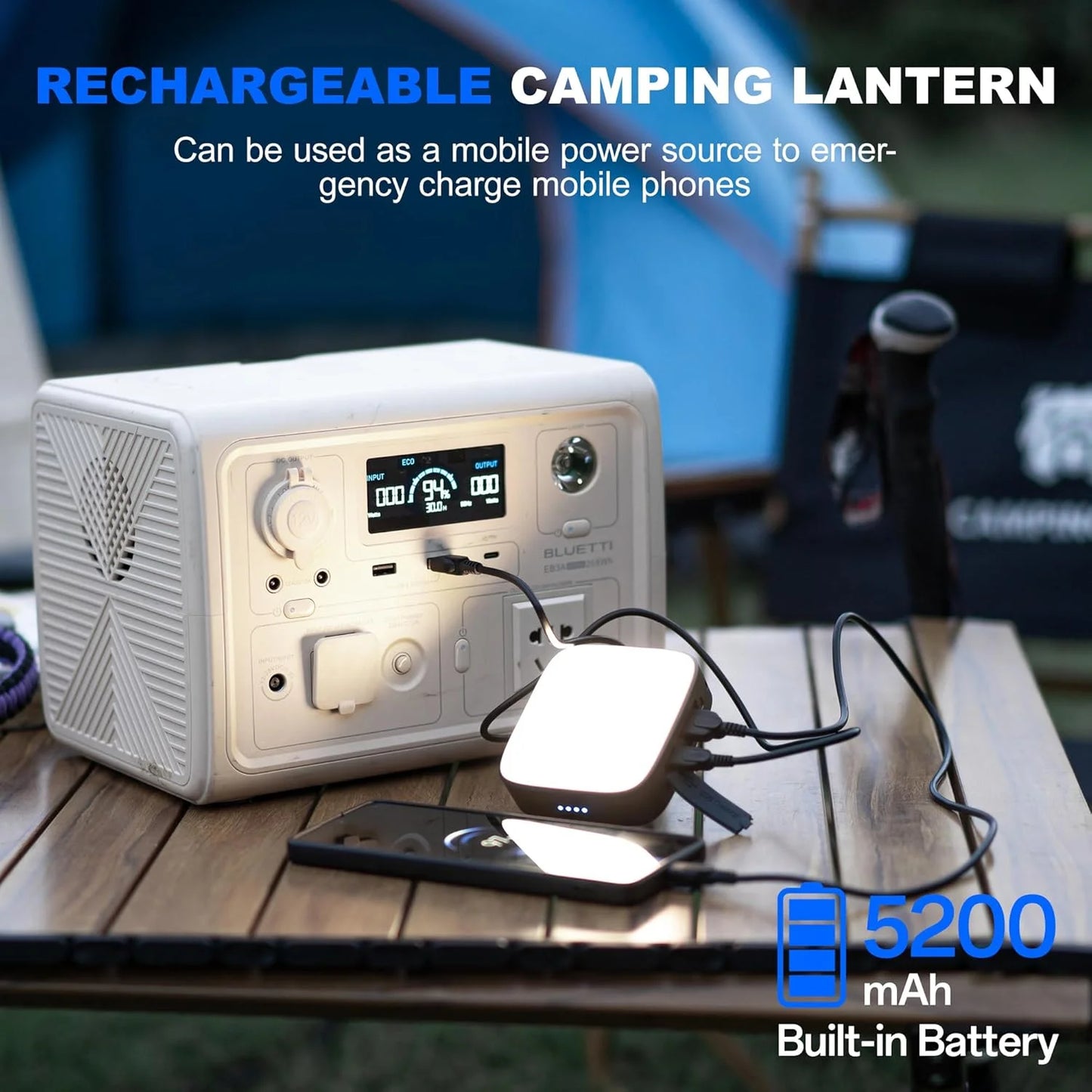 WUBEN F5 Multifunctional camping Light 500 Lumens IP64 Type-c Charging Mobile power bank Outdoor camping tent lights