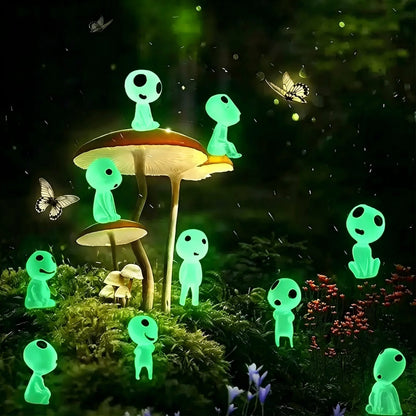 10Pcs Luminous Ghost Miniature Figurines Glow In Dark Tree Elves Micro Landscape Accessories Outdoor Fairy Garden Decoration