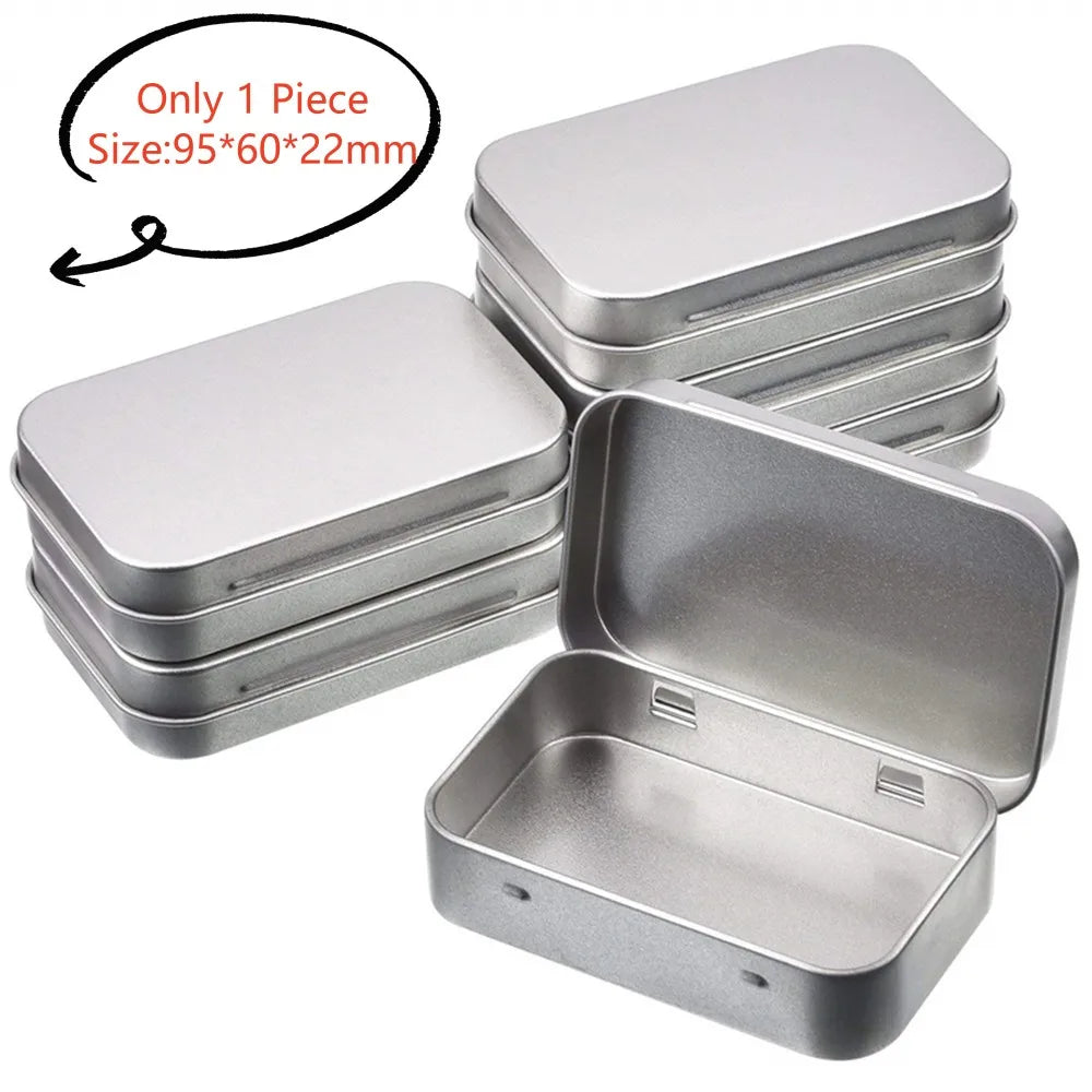 New Square Tin Storage Box – Silver Metal Box for Jewelry, Coins, Keys & Candy