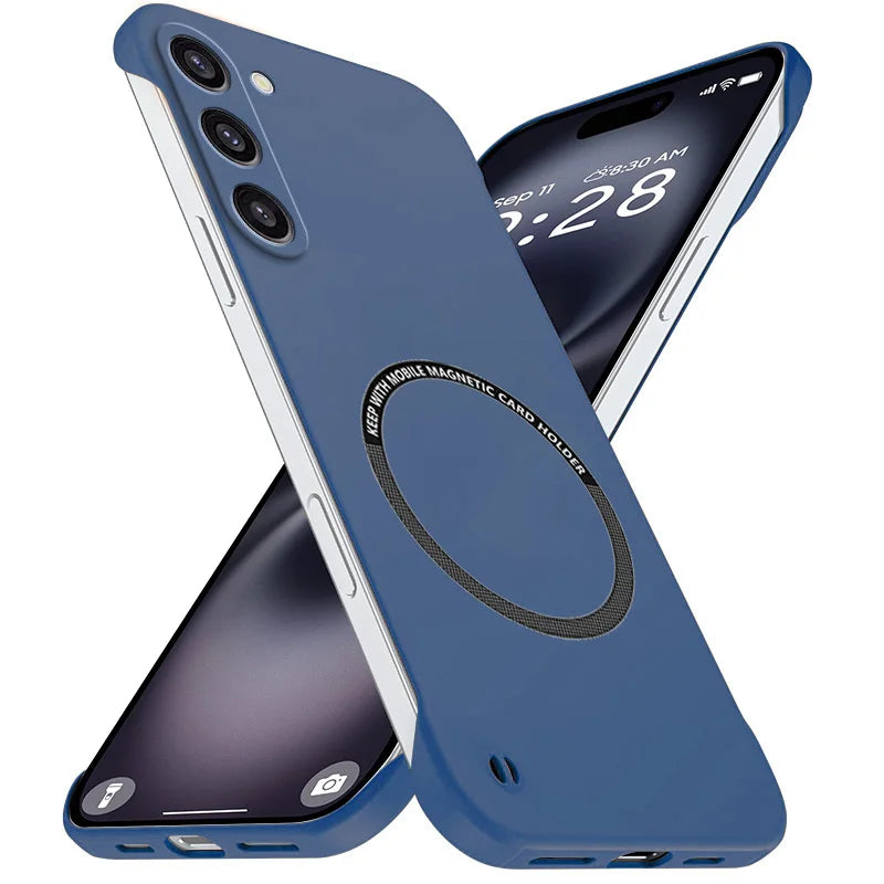 Magnetic Slim for Samsung S23 S22 S21 FE Plus Ultra Frameless Phone Cases Matte Hard Plastic Cover Borderless Shockproof Armor