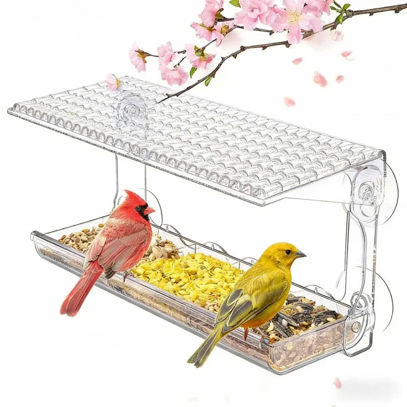 Window Bird Feeder Outdoor Transparent with Strong Suction Cup Automatic Feeding Leak-Proof Design Courtyard Balcony Bird Feedin