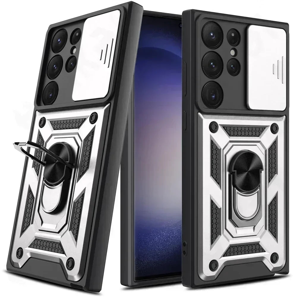 Armor Rotate With Ring Stand Camera Lens Anti-Scratch Case For Samsung Galaxy S24 S23 S22 Ultra S21 S20 Plus FE A54 A34 5G Cover