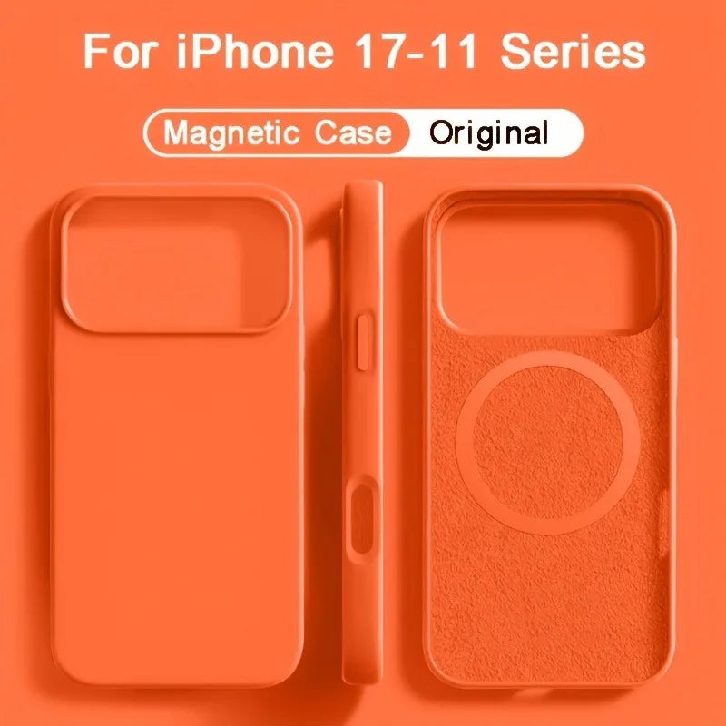 MagSafe Magnetic Liquid Silicone iPhone Case – Shockproof Soft Cover for iPhone 13–17 Series