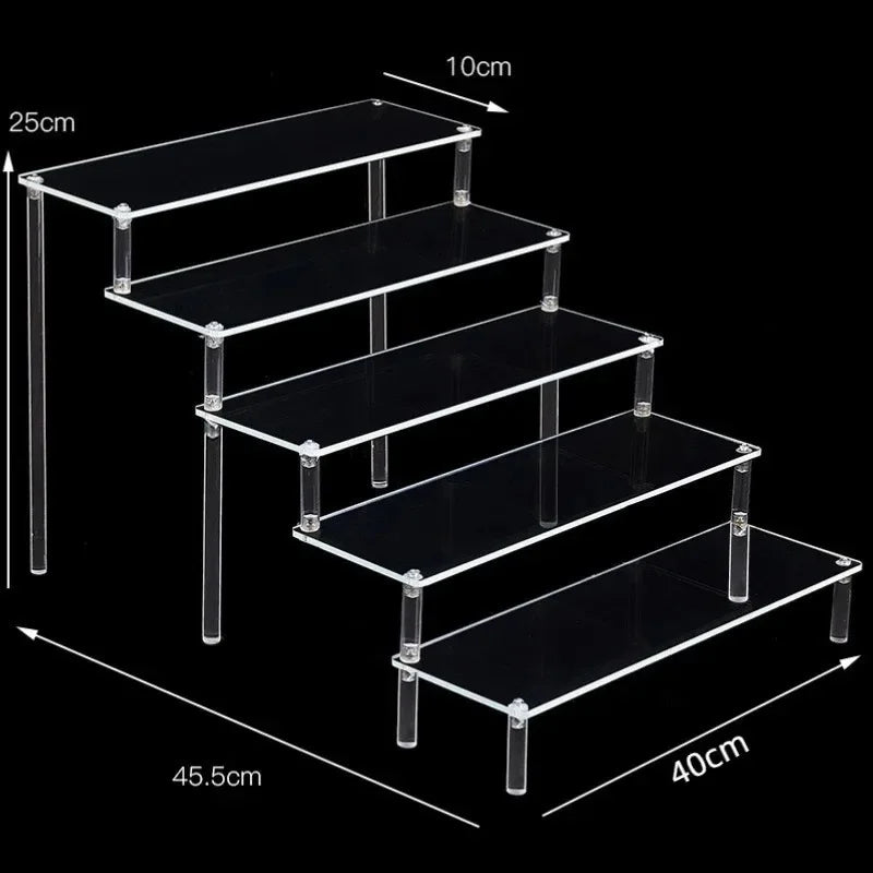1-5 Tier Iridescent Acrylic Display Risers Stand Shelf for Figures Collectibles Cupcakes Perfumes Jewel Decorating & Organizing