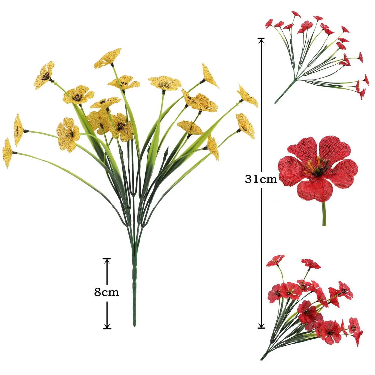 Outdoor Artificial Violet Spring Grass Flowers Faux Plastic Plants UV Protected for Home Garden Decoration