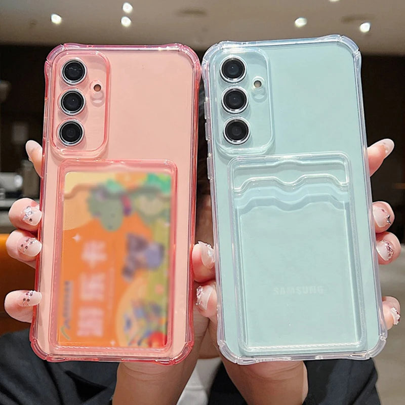 Case For Samsung Galaxy S25 Edge S26 S22 S23 S24 Ultra S24 S25 FE A57 A37 A17 A56 A55 A54 A15 A36 A26 Card Bag Clear Phone Cover