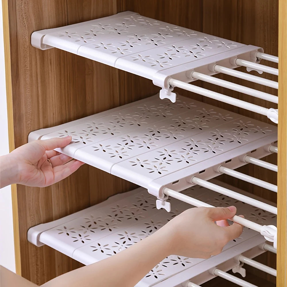 1pc Adjustable Storage Rack Without Drilling Floating Rack Divider, Used for Storage, Space Saving, Wall Mounted Wardrobe System