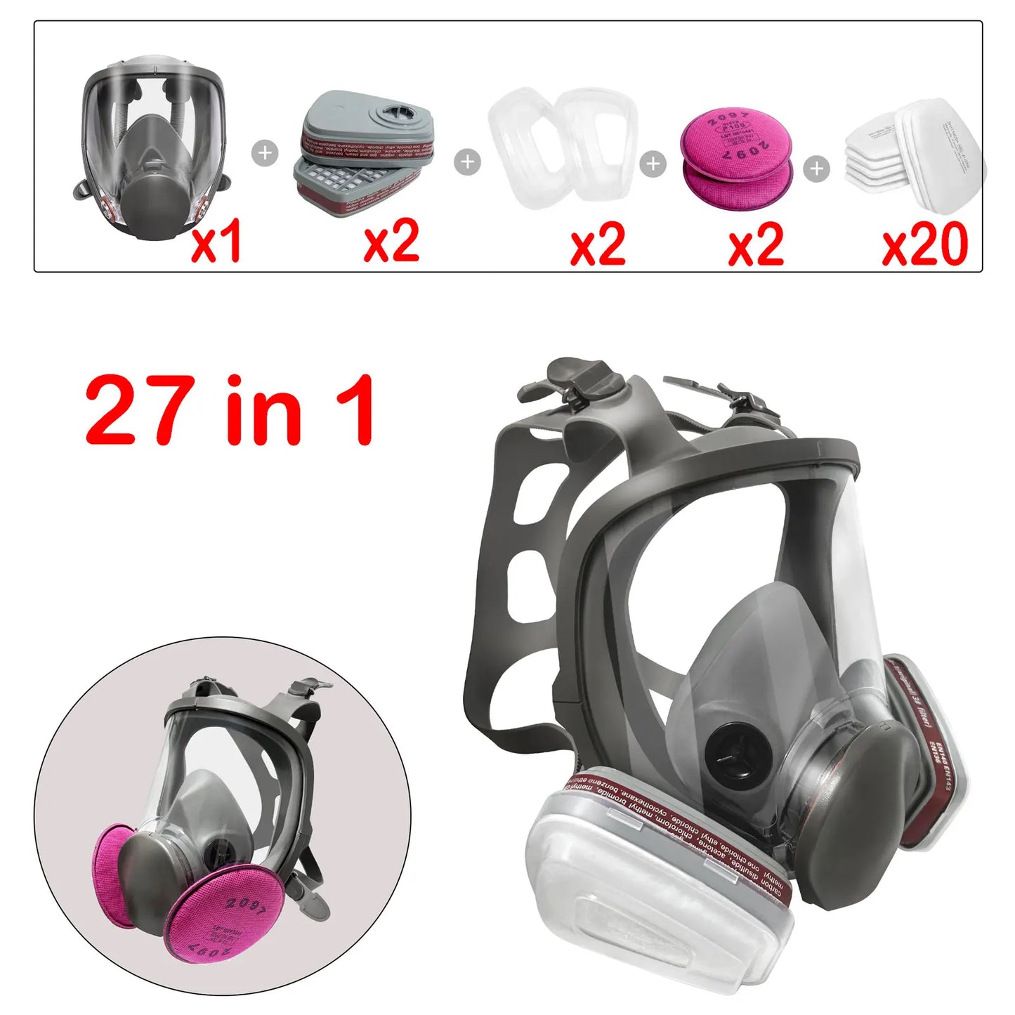 Ship From USA 6800 Full Face Gas Mask Reusable Large Size Gas Dust Respirator Paint Sprayer Chemical Wood Working