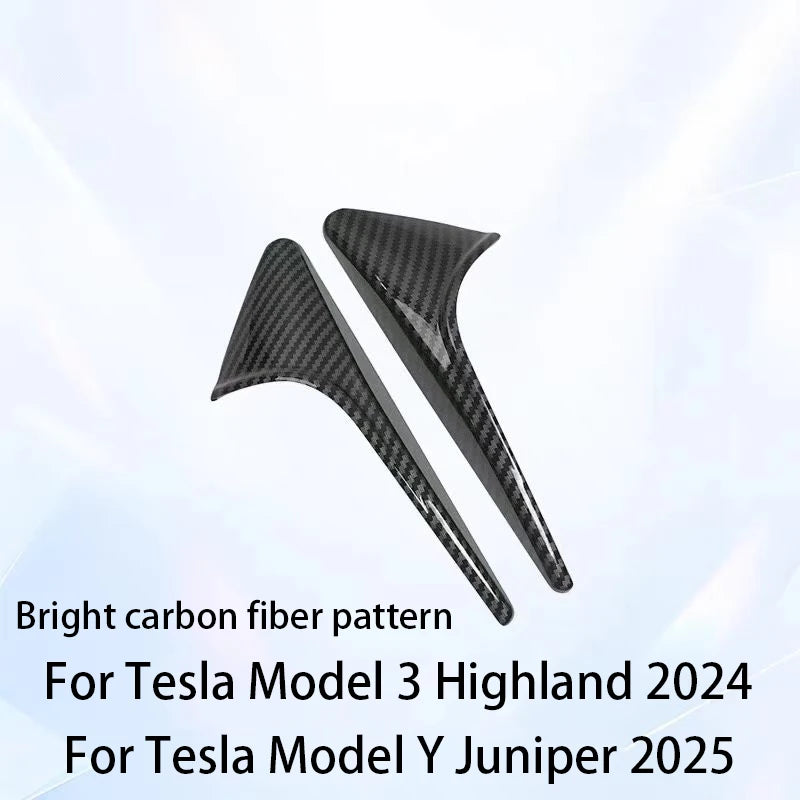 ABS Carbon Pattern Side Camera Cover For Tesla Model 3 Highland 2024 Model Y Juniper 2026 ABS Leaf Board Sticker Accessories