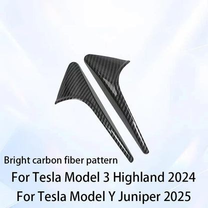 ABS Carbon Pattern Side Camera Cover For Tesla Model 3 Highland 2024 Model Y Juniper 2026 ABS Leaf Board Sticker Accessories