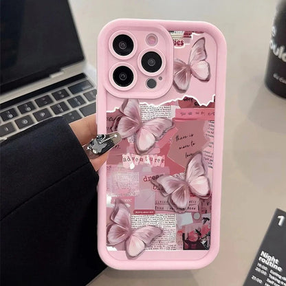 Cute Butterfly Silicone iPhone Case – Shockproof Candy Cover for iPhone 11–17 Series