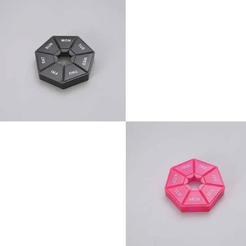 1/2/3Pcs A Week 7 Corners Pill Box Round 7 Boxes For One Week Small Pill Box Mini 7 Days Portable Points Medicine Jewelry Box