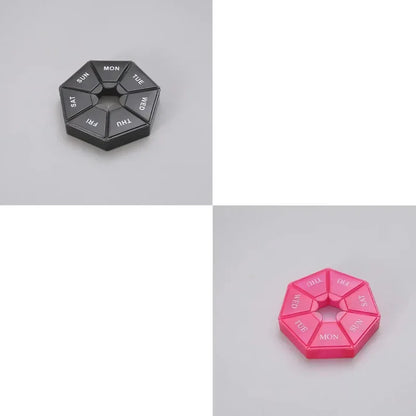 1/2/3Pcs A Week 7 Corners Pill Box Round 7 Boxes For One Week Small Pill Box Mini 7 Days Portable Points Medicine Jewelry Box