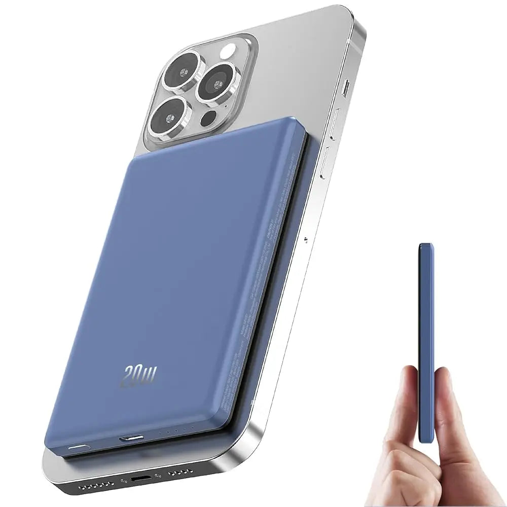 5000mAh Magnetic Power Bank, Wireless & 20W Fast Charger, for iPhone, Samsung (Type-C), Travel Portable Phone Battery Pack.