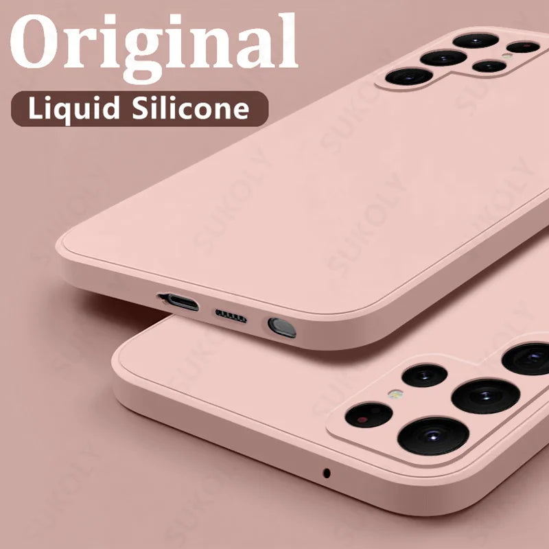 Case For Samsung Galaxy S26 S24 S23 S22 S25 Ultra S24 FE A57 A56 A55 A16 A17 5G S25 Edge Shockproof Liquid Silicone Phone Cover