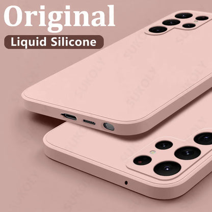 Case For Samsung Galaxy S26 S24 S23 S22 S25 Ultra S24 FE A57 A56 A55 A16 A17 5G S25 Edge Shockproof Liquid Silicone Phone Cover