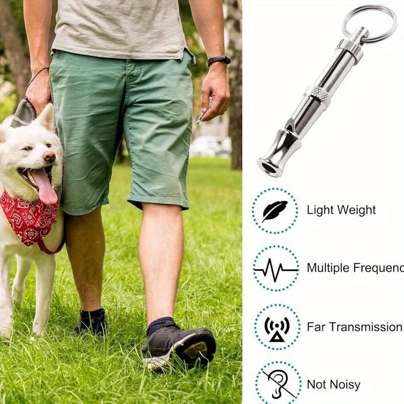 Adjustable Pitch Dog Whistle with Keychain for Training & Recall