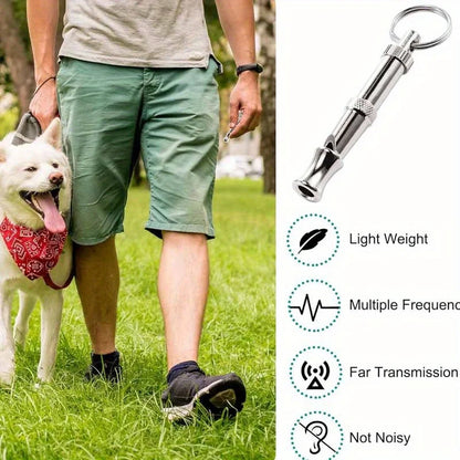 Adjustable Pitch Dog Whistle with Keychain for Training & Recall