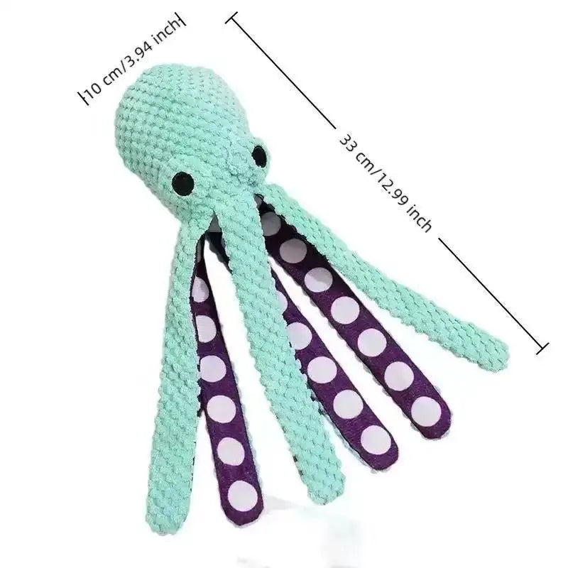 Squeaky Octopus Dog Toy, Pineapple Plush Chew Toy with Squeaker&CrinkleTentacles,InteractiveDentalPuppyToy for Small Medium Dogs