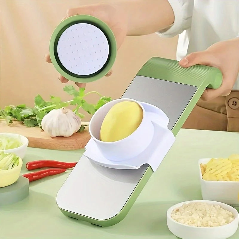 7pcs/set Multifunctional Vegetable Slicer and Grater Set - Interchangeable Blades Manual Kitchen Tool Kit - for Potatoes