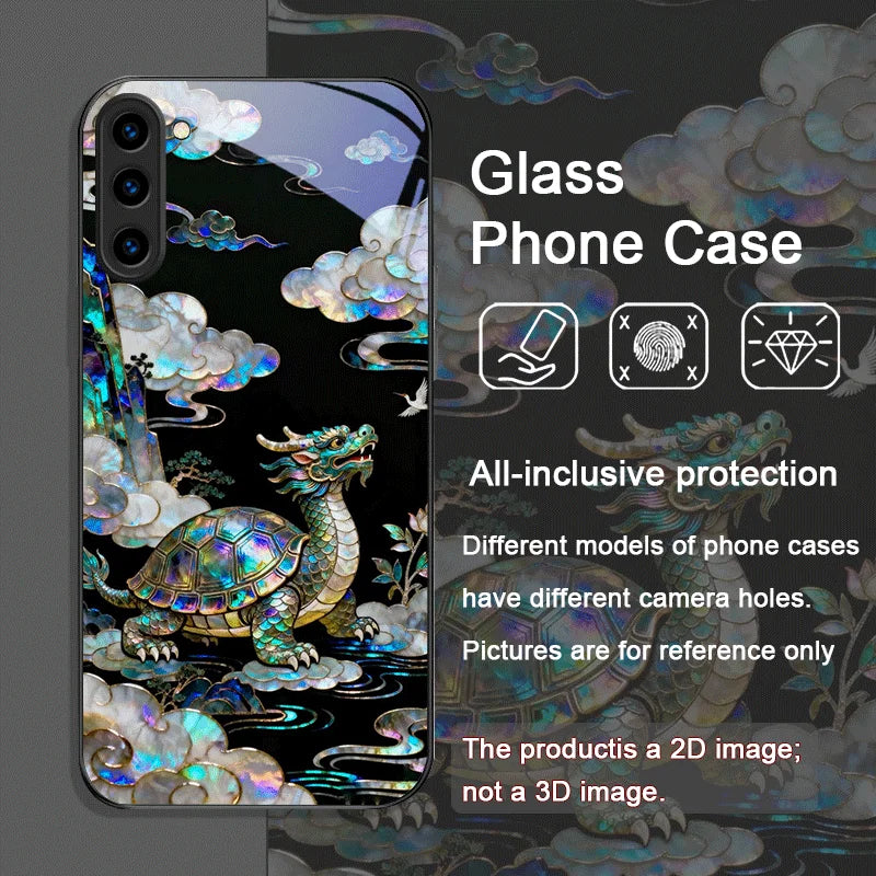 Stylish Tiger Dragon Marble Texture Printed Tempered Glass Phone Case for Samsung Galaxy S25 Ultra S24 S23 Plus S22 S21 FE Cover