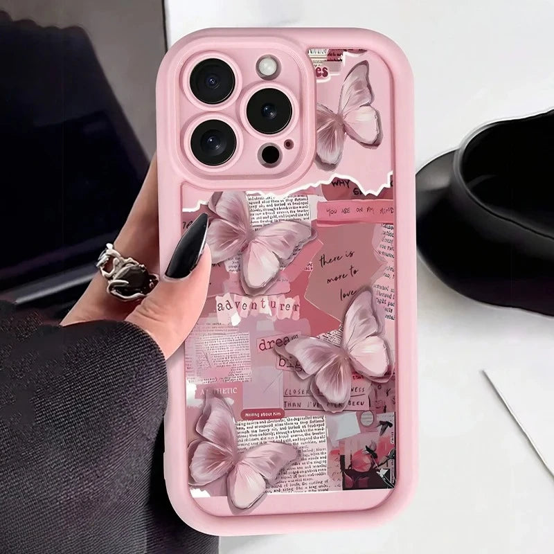 Cute Butterfly Silicone iPhone Case – Shockproof Candy Cover for iPhone 11–17 Series