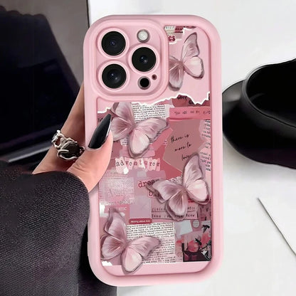 Cute Butterfly Silicone iPhone Case – Shockproof Candy Cover for iPhone 11–17 Series