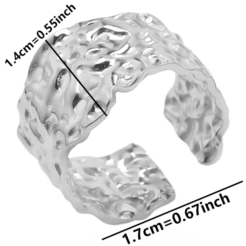 Stainless Steel Chunky Open Ring – Vintage Hollow Multi-Layer Design