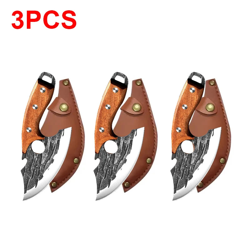 Multifunctional Knife Forged Kitchen Knife Stainless Steel Meat Cleaver Boning Knife with Bottle Opener Pocket With Knife Cover