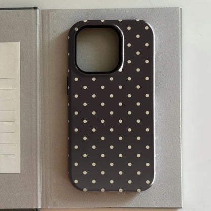 luxury Ins Brown Red Polka Dots Phone Case for iPhone 17 16 15 14 13 12 11 X XS XR XSMAX 7 8 Air Pro Max Plus Double-layer Cover