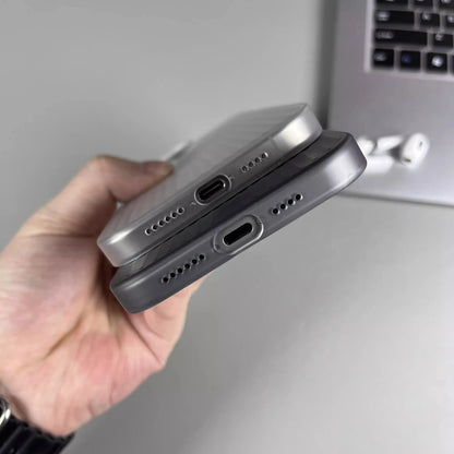 Natural Titanium Grating Stripe Pattern Phone Case for iPhone 16 14 15 13 Pro Max Plus Metal Button Shockproof Hard Armor Cover