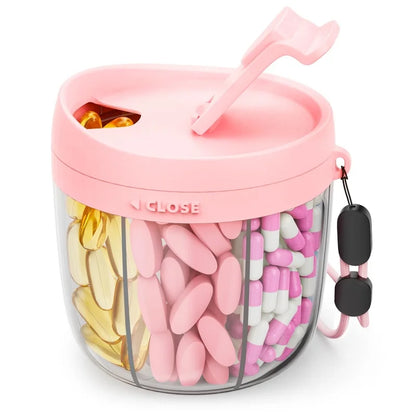 Portable 7-Compartment Vitamin Supplement Storage Box Energy Boost Capsule Organizer with Confusion-Reducing Design