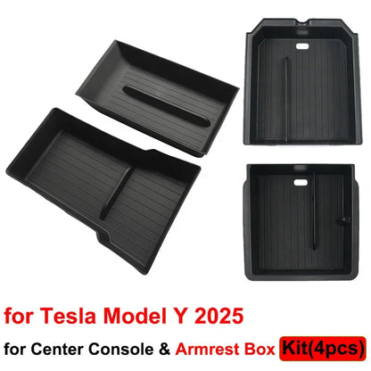 For Tesla Model Y Juniper 2025 Model 3 Highland 2024 Center Console Armrest Storage Organizer Box Tray Sunglasses Phone Holder