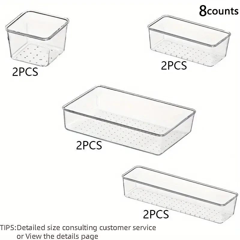 28 PCS Clear Drawer Organizers Set 4-Size Versatile Bathroom and Vanity Drawer Organizer Trays Storage Bins for Bedroom Kitchen