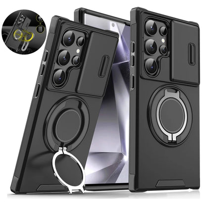 Slide Lens Protect Armor Case For Samsung Galaxy S25 Ultra S25+ S 25 Magnetic Holder Cover For Galaxy S25 Plus S25ultra Funda