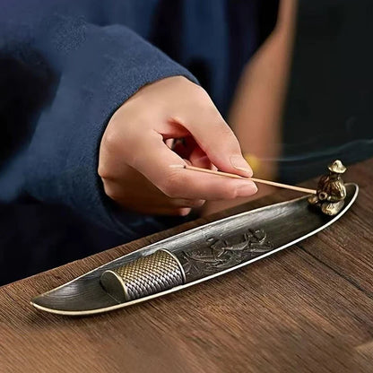 Fashionable Small Boat Incense Burner Fishing Old Man Style Incense Burner Home Indoor Sandalwood Incense Insert Incense Burner