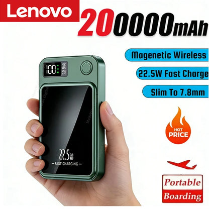 Lenovo Magnetic Wireless Power Bank 500000mAh PD22.5W Large Capacity Fast Charging External Battery For iphone Samsung Xiaomi