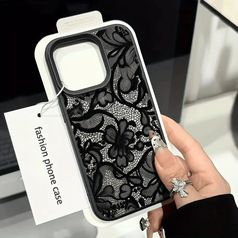 Black Lace Pattern Shockproof iPhone Case