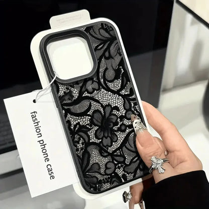 Black Lace Pattern Shockproof iPhone Case