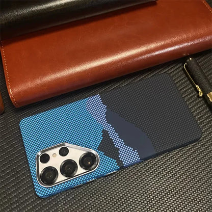 For Samsung Galaxy S26Ultra S26 S25 S24 S23 Ultra Plus Carbon Fiber Texture MagSafe Case Wireless Charging Alloy Lens Hard Cover