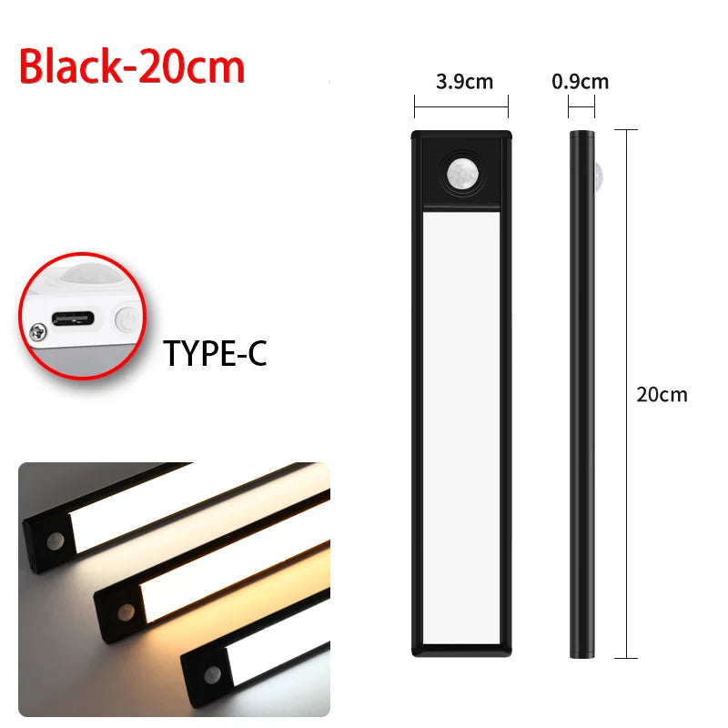 LED Motion Sensor Under-Cabinet Light — USB Rechargeable