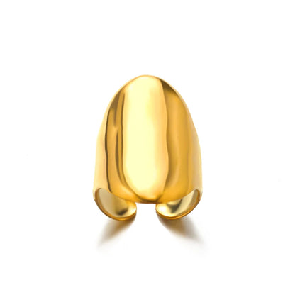 316L Stainless Steel Geometric Open Ring – Gold Color Waterproof Wedding Band