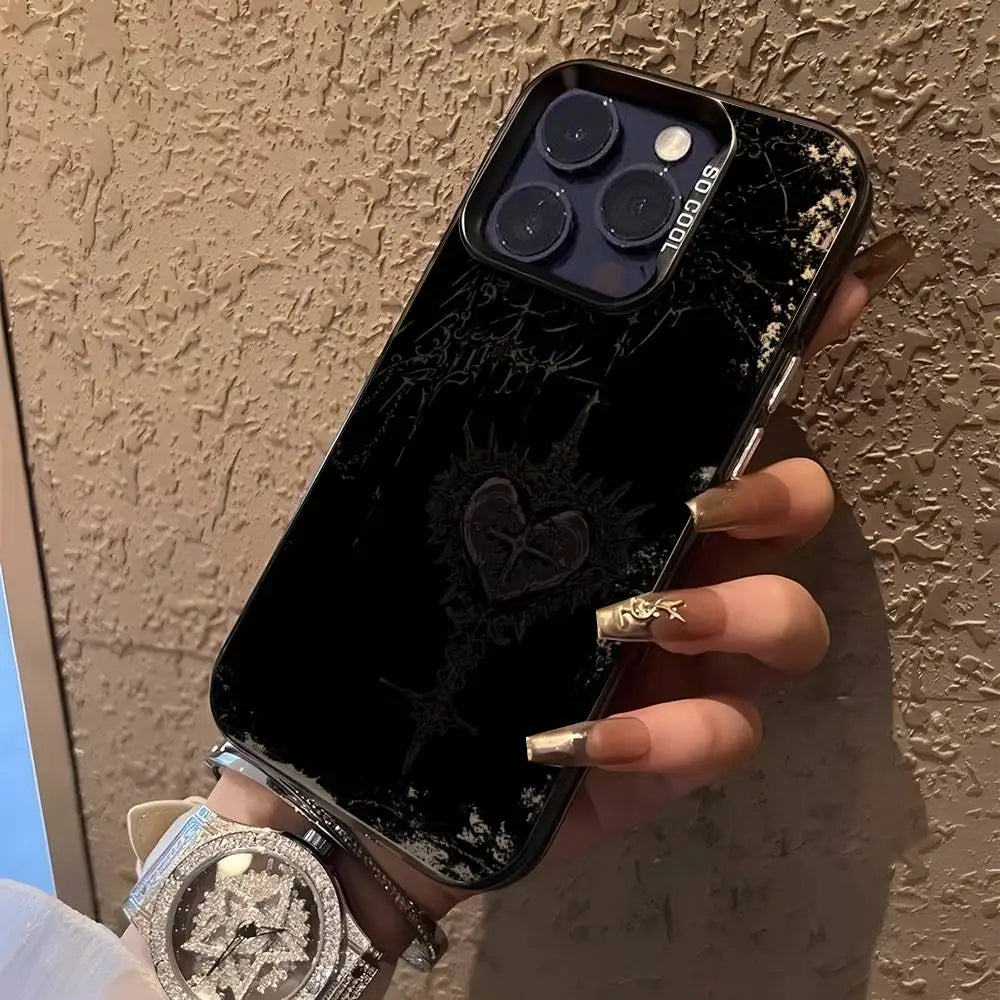 Cybersigilism Gothic Coquette Acrylic Silicone Hard Cover Frosted Case for iPhone 17 Air 16 E 15 14 Plus 13 12 Mini 11 Pro Max