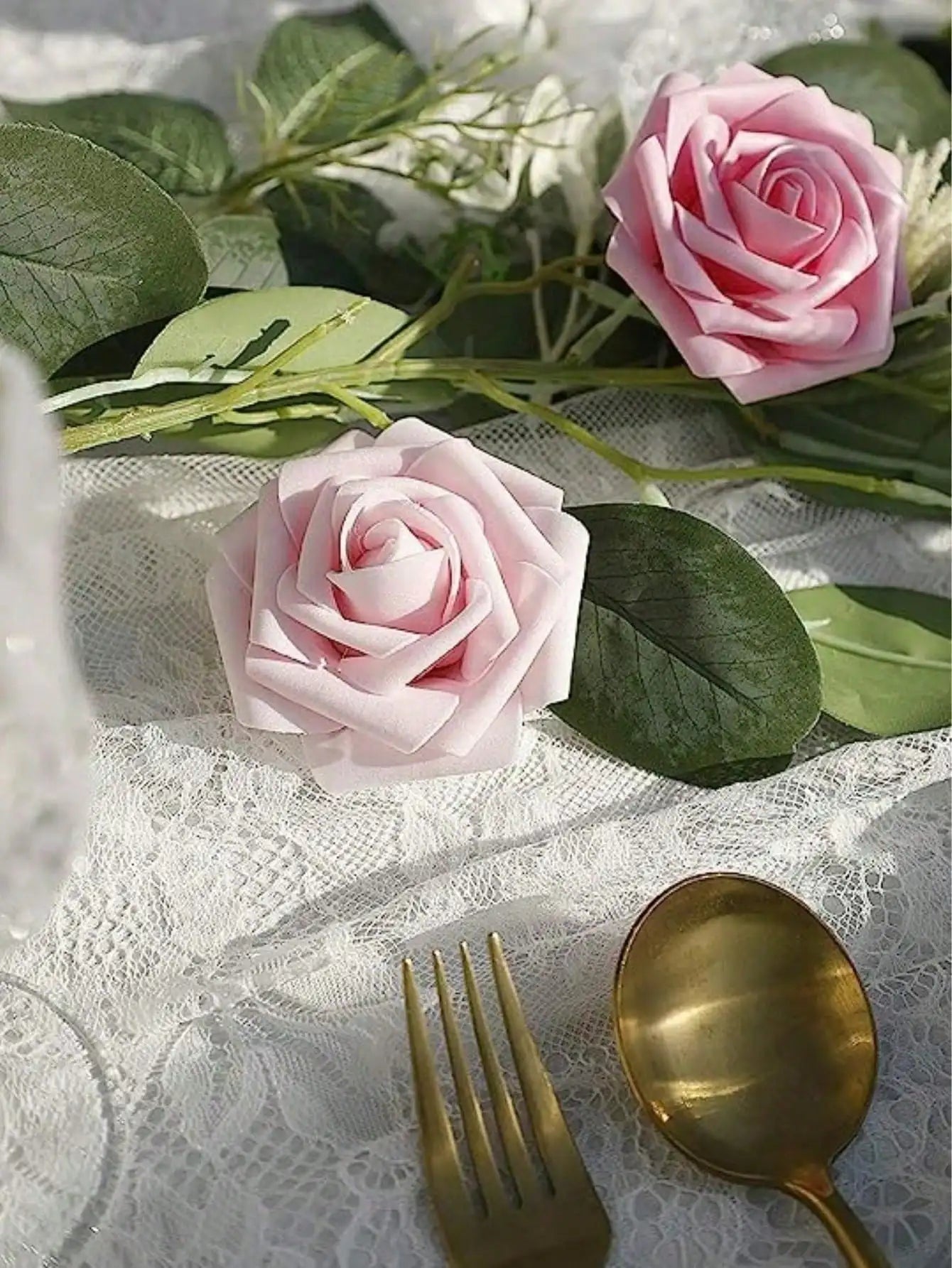 25pcs/Set Artificial Foam Rose Flowers Realistic Fake Roses Stem For DIY Wedding Bouquets Centerpieces Bridal Shower Party Home Decorations