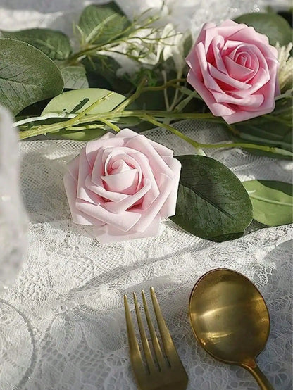 25pcs/Set Artificial Foam Rose Flowers Realistic Fake Roses Stem For DIY Wedding Bouquets Centerpieces Bridal Shower Party Home Decorations
