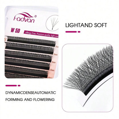 FADVAN 5D-W Shaped 0.07 D Curl Eyelash Extensions Natural Faux Mink Lash Soft Light Professional Premade Volume Fan Eyelashes